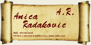 Anica Radaković vizit kartica